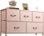 WLIVE Dresser for Bedroom with 5 Drawers, Wide Chest of Drawers, Fabric Dresser by WLIVE