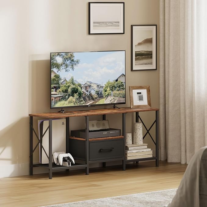 JARHETUN TV Stand with Fabric Drawer, Entertainment Center - Image 2