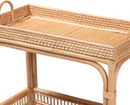 Bali & pari Lombok Modern Bohemian Natural Rattan 2-Tier Wine Cart - Image 4