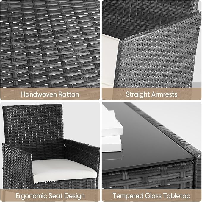 DUMOS 3-Piece Patio Furniture Set, All-Weather Outdoor Wicker Chairs - Image 5