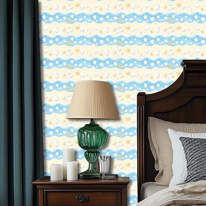 HOMETITUTE Starfish and Seashell Pattern Wallpaper Peel and Stick Self Adhesive - Image 6