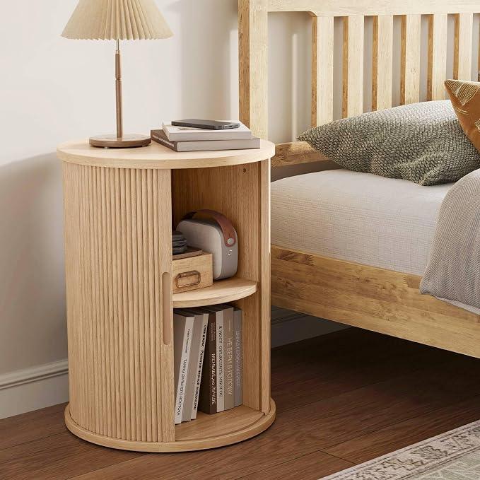 LINSY HOME Round Fluted End Table, Tall Side Table - Image 4