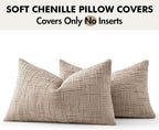 MIULEE Chenille Textured Lumbar Throw Pillow Covers Oatmeal 12x20 Set of 2 | - Image 7