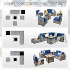 ovios 7 Pieces Patio Furniture Set, Outdoor Wicker Sectional Sofa - Image 2