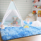 Amdrebio Tie-Dyed Light Blue Shaggy Kids Area Rug 4x6 - Image 7