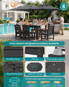 SERWALL Outdoor Dining Set for 8 – HDPE Patio Set - Image 4