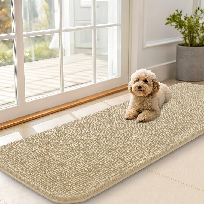 OLANLY Dog Door Mat for Muddy Paws 59x20, Super Absorbent Chenille Mud Mat | by OLANLY