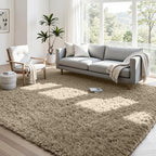 4x6 Fluffy Shag Area Rugs for Living Room Bedroom: Soft Carpet Gray Camel | by CarpetAddColortoYourLife