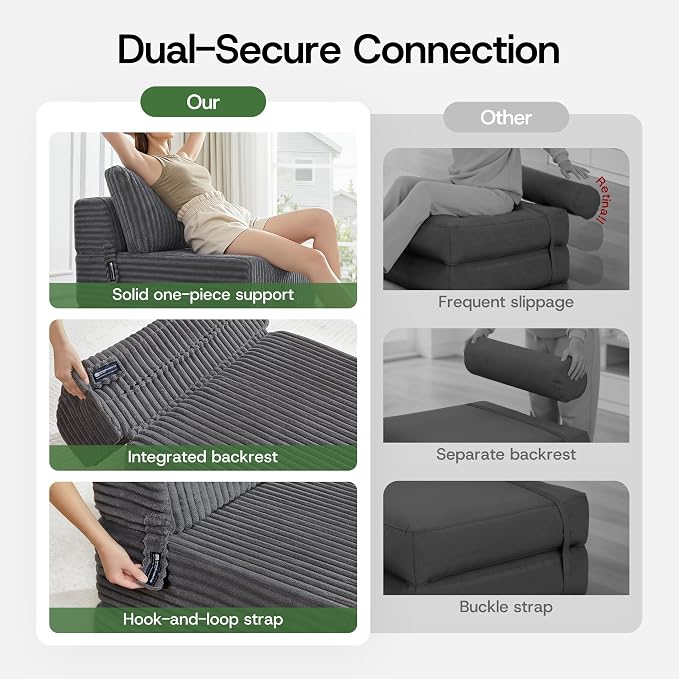 Convertible 4-in-1 Folding Sofa Bed Boneless Sleeper Chair Couch Foldable - Image 5