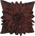 Brown Accent 3D Flower Decorative Throw Pillow Covers by BellasGifts