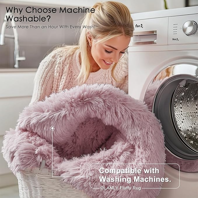 OLANLY Blush Round Rugs for Bedroom - Image 3