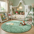 Amdrebio Sage Green Shag Round Circle Area Rug 6Ft - Image 7