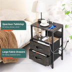 Yoobure Nightstand with Charging Station, Small Night Stand with Fabric Drawers - Image 6