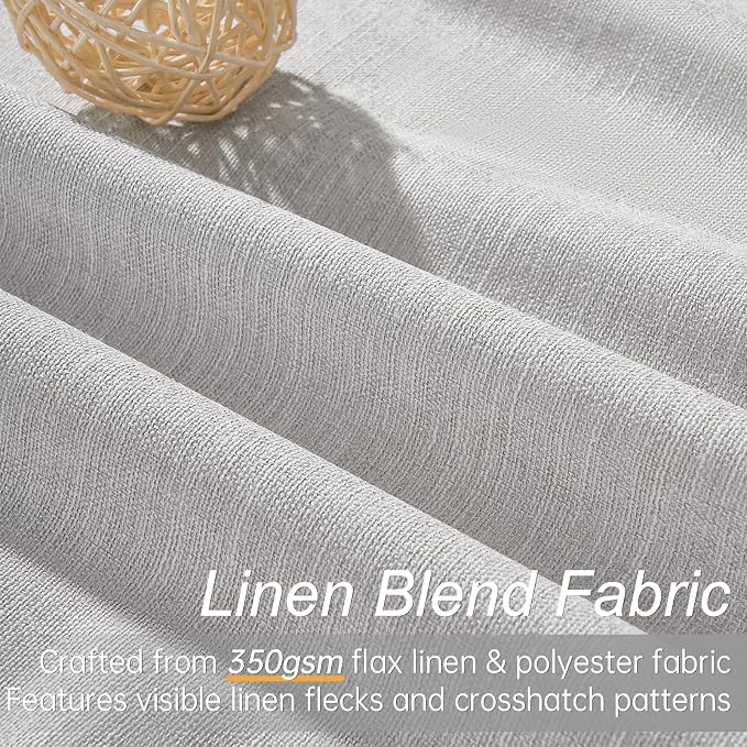 Topfinel Extra Long Total Blackout Grey Linen Curtains 108 Inches Long - Image 3