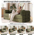 79in Convertible Sofa Bed, Corduroy Boneless Couch Bed, Futon Sleeper Sofa Pull - Image 3