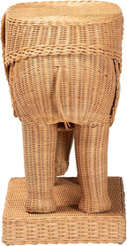 Bali & pari Elissa Bohemian Light Honey Rattan Elephant End Table - Image 5