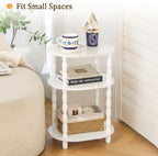 MaxSmeo White Side Table, 3-Tier Small Oval End Table, Modern Night Stand Wood - Image 4