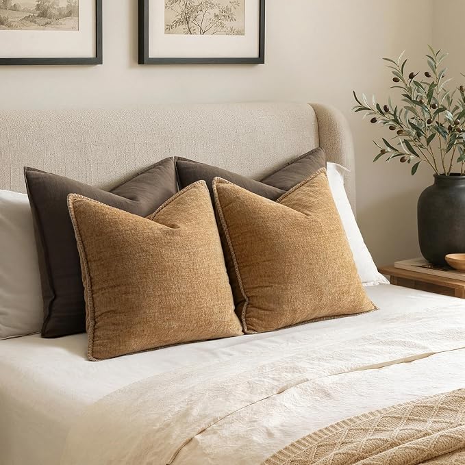 MIULEE Decorative Couch Throw Pillow Covers 20x20 Inch Apricot Brown 2 Pack | - Image 6