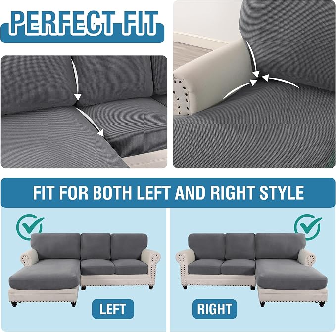 H.VERSAILTEX Sectional Couch Covers 6 Pieces Stretch Sofa Covers - Image 5