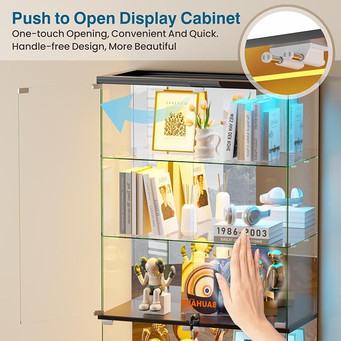 HNEBC 5 Tier Glass Display Cabinet, 66.9" Curio Cabinet - Image 7