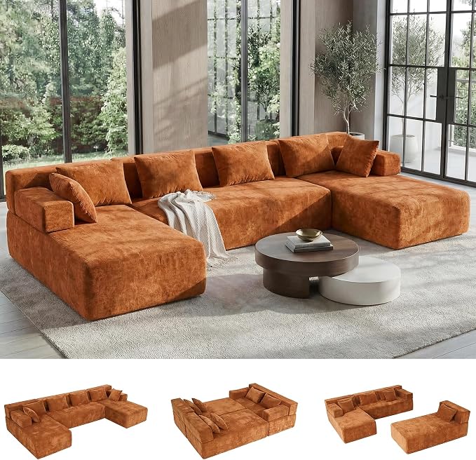 MONVANE 141" U Shaped Cloud Sectional Couch by MONVANE