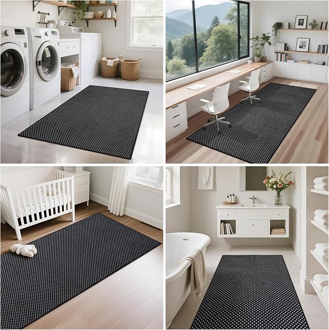 Hallway Runner Rug Extra Long Kitchen Runner Washable Black 2x8 ft | Boho Woven - Image 8