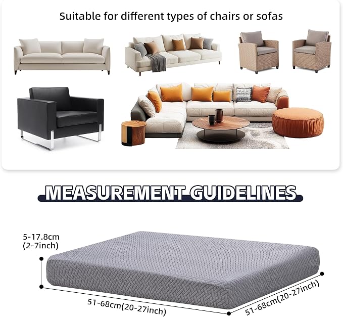 8Pcs Patio Cushion Covers, Outdoor Stretch Cushion Covers, Washable | Stretch - Image 2