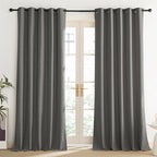 NICETOWN Grizzle Gray Vintage Linen 100% Blackout Curtains - Image 2