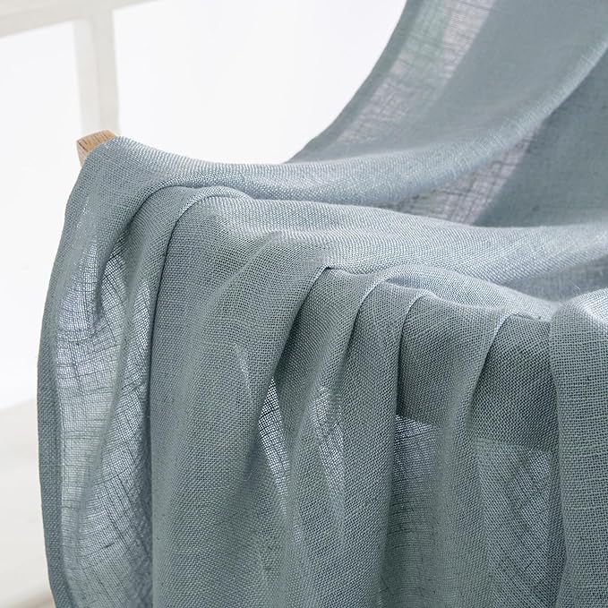 MIULEE Dusty Blue Linen Curtains 52x84 Inch Long - Image 4