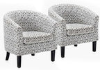 BELLEZE Accent Barrel Chair Set of 2, Linen Round Chair Club Tub Sofa Corner by BELLEZE