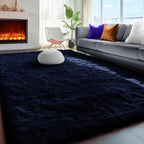 Navy Blue Rug 3x5, Fluffy Dark Blue Rugs - Image 6