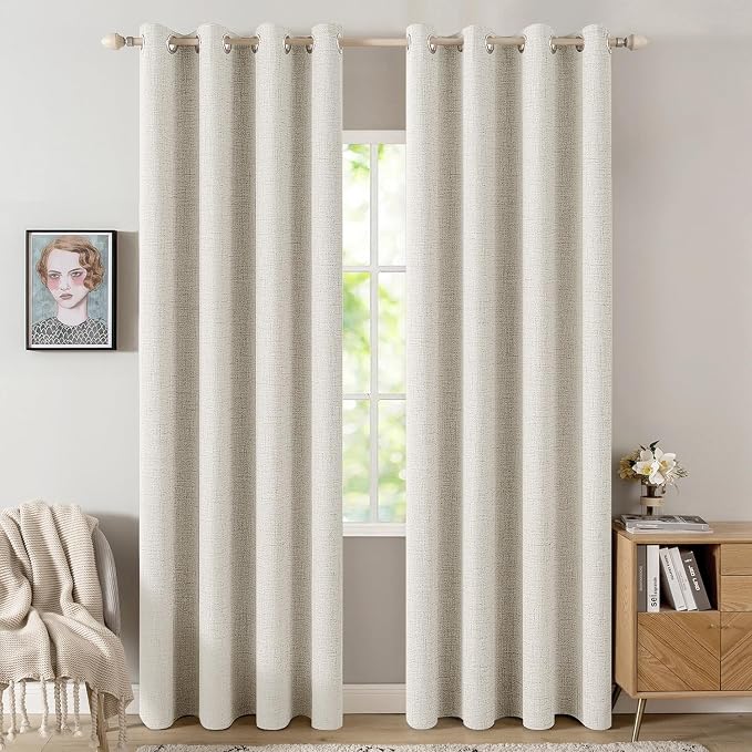 MIULEE 100% Blackout Linen Curtains by MIULEE