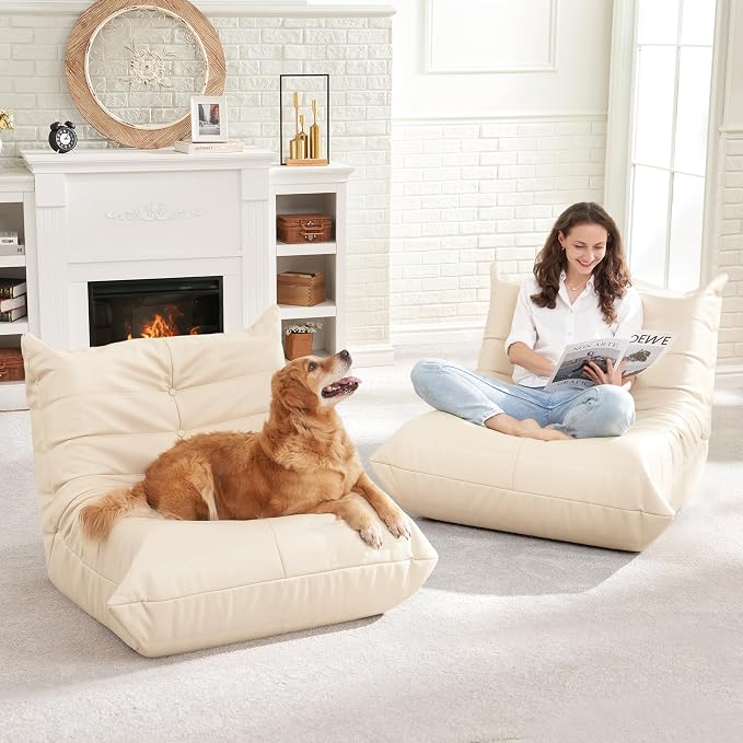 Hobestluk Giant Bean Bag Chair Lazy Floor Sofa, Memory Foam Fireside Sofa - Image 7