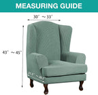 Turquoize Wingback Chair Covers 2 Piece Wing Chair Slipcover Stretch Slipcovers - Image 5