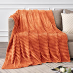 BEDELITE 3D Ribbed Burt Orange Fall Throw Blanket - Image 2