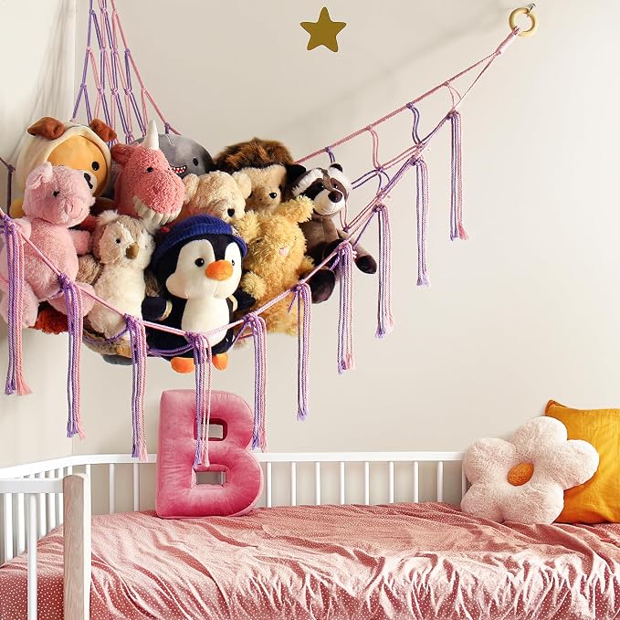 mirolam Large Stuffed Animal Hammock Corner Net - Image 2