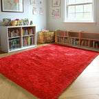Red Rugs for Living Room Bedroom, 5x8 Fluffy Bedside Area Rug, Soft Plush - Image 7