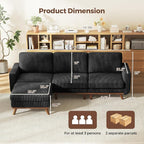 Vesgantti 97" Modular Sectional Sofa Black, L-Shaped Couch - Image 2