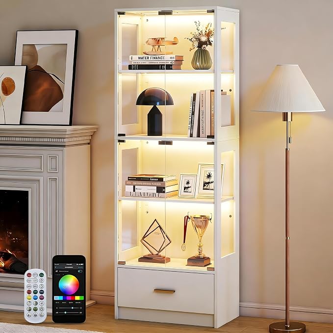 Lamtor 67-inch Glass Display Cabinet – Curio Cabinet by Lamtor