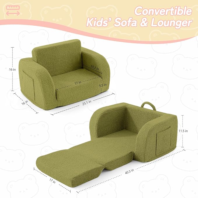 Toddler Couch, 2-in-1 Toddler Chairs Comfy 1-3 Years Old, Toddler Chair - Image 3