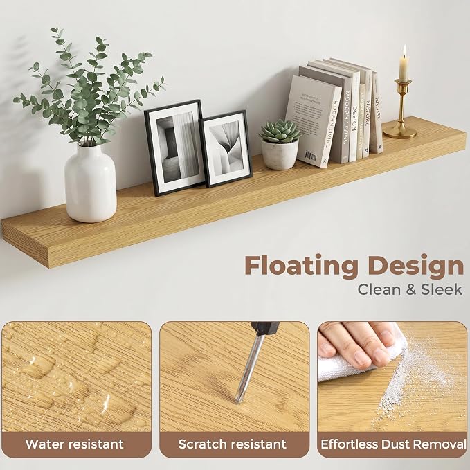 FLYJOE Floating Shelves for Wall, 55 Inch Floating Shelves Set of 2, Kitchen - Image 4