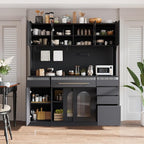 VilroCaz Freestanding Large Kitchen Pantry, Wooden Kitchen Large Coffee Bar by VilroCaz