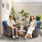 3 Pieces Patio Swivel Chairs, Wicker Patio Conversation Sets - Image 5