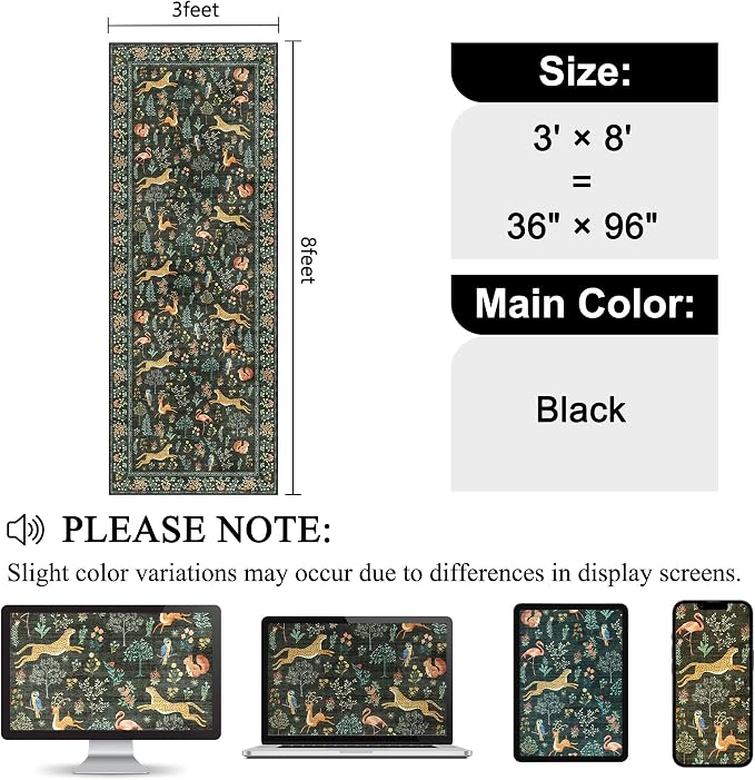 DUKINO 3x8 Runner Rug, Animal Washable Runner Rug - Image 2