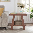 Roundhill Furniture Athens Contemporary Wood Shelf Side Table in Red - Image 3