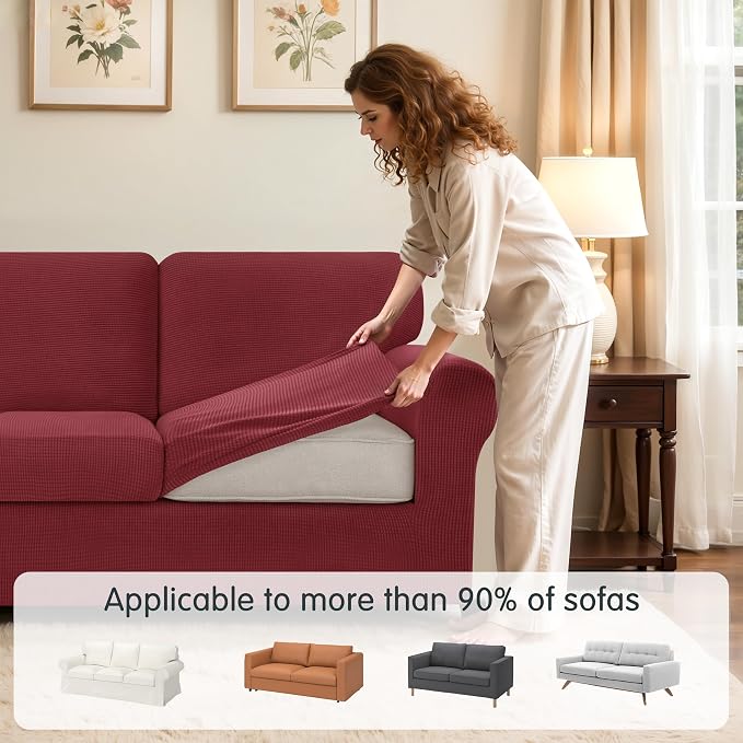 SUBRTEX 5 Pieces Stretch Sofa Slipcover Sets Couch Cover Sets Backrest Cushion - Image 4