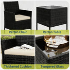 3-Piece Outdoor Furniture Set, PE Rattan Wicker Chairs - Image 6