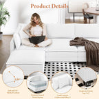 Vesgantti 109" L Shaped Cloud Sectional Couch, Comfy Corduroy Upholstered - Image 3