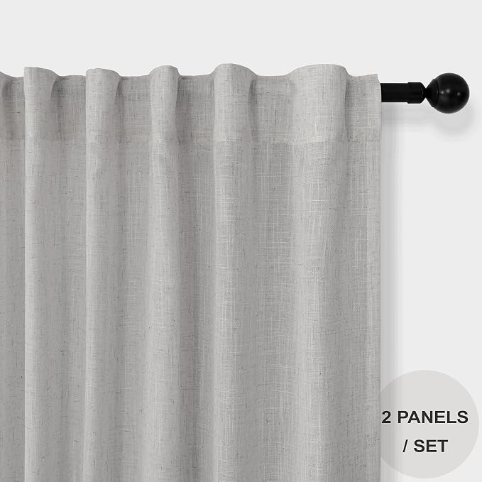 Grey Curtains 38 Inch Width for Kitchen Windows 2 Panels Back Tab Rod Pocket - Image 9