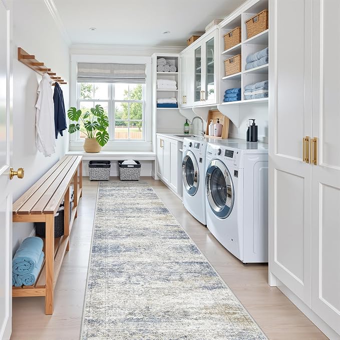2x10 Runner Rug Non Slip, Washable Hallway Runner Rug, Laundry Room, Soft by Restydon